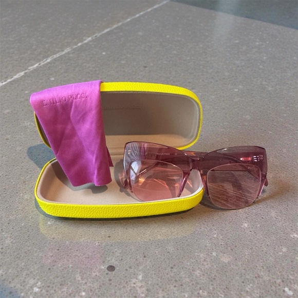 Emilio Pucci Accessories - Emilio Pucci Pink Sunglasses with Yellow Case
